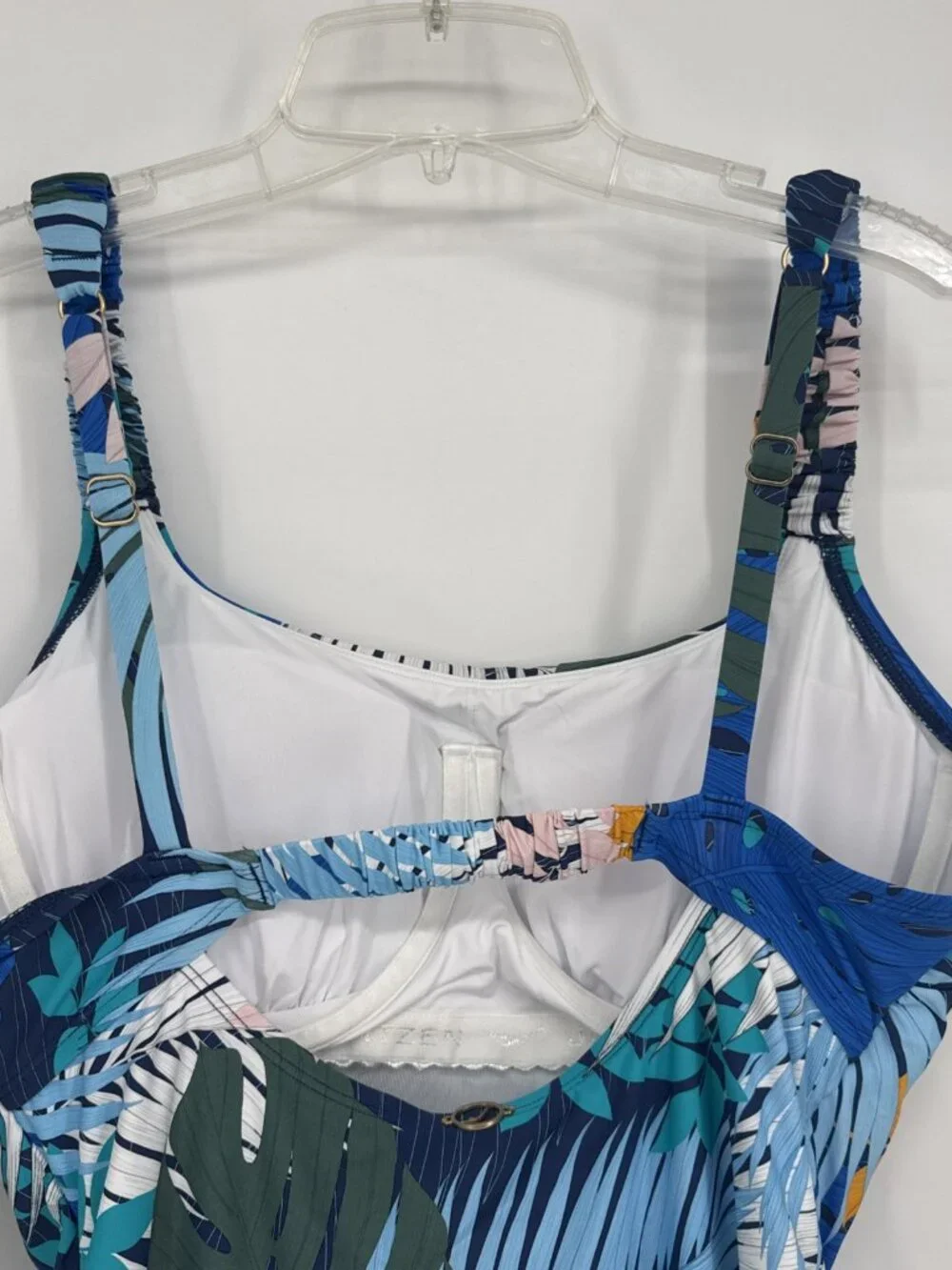 New Jantzen Size 22 W Jolie One-Piece Blue Palm Floral Bathing suit SwimSuit NWT